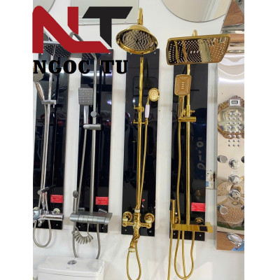 Sen cây mạ vàng tắm đứng chính hãng GROVES nhập khẩu nóng lạnh đính đá ngọc GS 8766