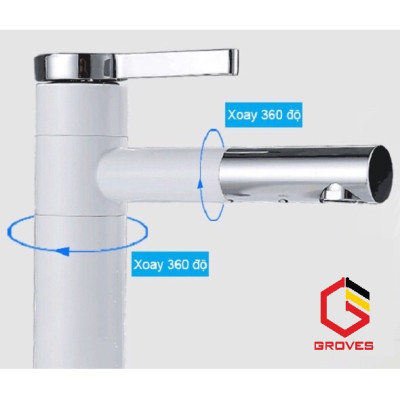 Vòi rửa mặt, vòi rửa lavabo đa năng thân cao đồng mạ trắng đẹp sang trọng thanh lịch GROES GR 7011C