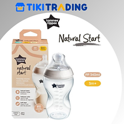 Bình Sữa PP Ty Siêu Mềm Tự Nhiên Tommee Tippee 340ml, Núm Ty Của Bình 3-6 Tháng