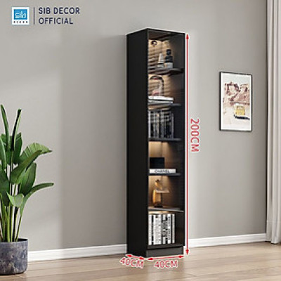 Tủ Gỗ Trưng Bày Cánh Kính Đèn LED Dài 40cm, Cao 200cm Rộng 40cm SIB Decor TCK01
