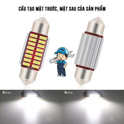 Đèn Trần Ô Tô, Đèn Led Trần Xe Hơi ánh sáng trắng chip 4014 loại mới mạch đỏ có canbus nhiều cỡ đèn