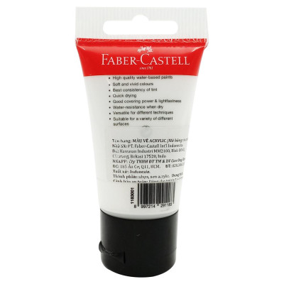 Tuýp màu vẽ acrylic 30ml titanium white (trắng titan) Faber 1183001