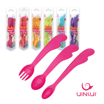 Bộ thìa dĩa ăn dặm làm từ nhựa sinh học Dừa - Set thìa dĩa 3 món UINLUI