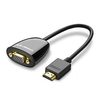 Cáp chuyển đổi HDMI sang VGA Full HD Dài 15CM Màu Đen Dây Tròn Ugreen GK40253MM102 Hàng chính hãng