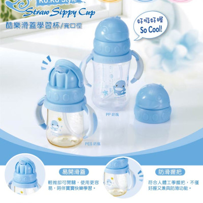 BÌNH UỐNG NƯỚC ỐNG HÚT CÓ TAY CẦM NHỰA PPSU KUKU KU5881A -140ML