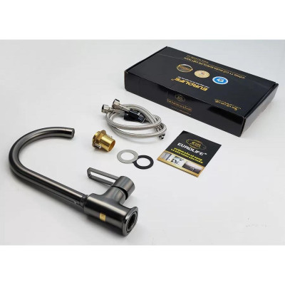 Vòi rửa chén nóng lạnh màu xám mới lạ Eurolife EL-KM13 (Trắng bạc)