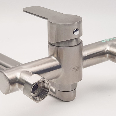 Vòi rửa chén nóng lạnh âm tường Inox SUS 304 Eurolife EL-T019AT (Trắng bạc)