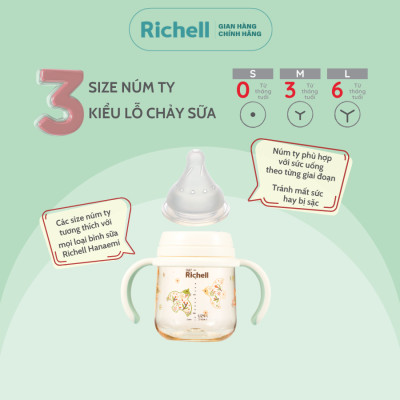 Bình sữa RICHELL Hanaemi Nhật Bản PPSU và Thủy tinh | Baby