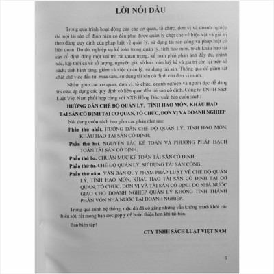 Sách Hướng Dẫn Chế Độ Quản Lý, Tính Hao Mòn, Khấu Hao Tài Sản Cố Định tại Cơ Quan, Tổ Chức, Đơn Vị và Doanh Nghiệp - V2298T