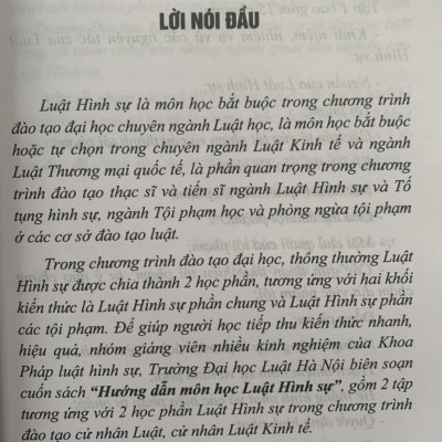 Hướng dẫn môn học Luật hình sự - Tập 1 (phần chung)