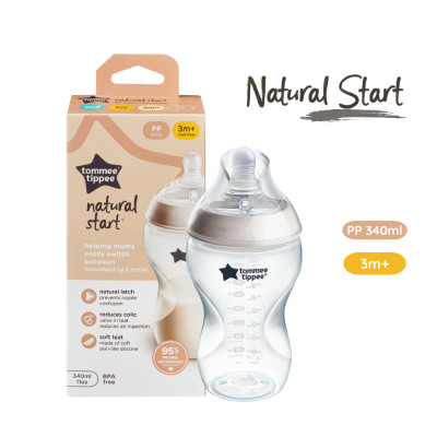 Bình Sữa Ty Siêu Mềm Tự Nhiên Tommee Tippee Natural Start 340ml, Núm Ty Của Bình 3-6 Tháng