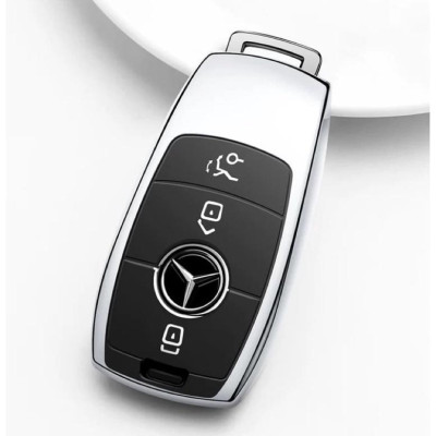 Móc khóa kèm ốp bảo vệ chìa khóa xe Mercedes C200 E200 C250 350 450 nhựa mềm TPU tráng gương.
