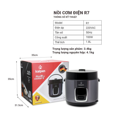 Nồi cơm điện cao cấp Kalpen R7 dung tích 1.8L công suất 700W - Hàng chính hãng