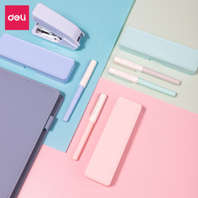 Hộp bút máy kèm ống mực xanh cao cấp Deli - Màu macaron - A932