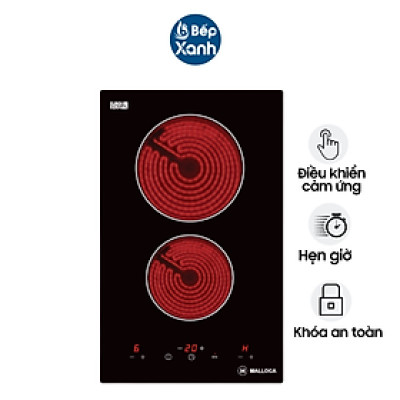 Bếp điện Domino 2 vùng nấu Malloca MDH-02R - Công suất 3000W - Hàng Chính Hãng