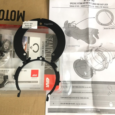 Bộ ngàm gắn bình xăng givi BF05-MY, ngàm gắn túi bình xăng Tanklock, hỗ trợ gắn bình xăng cho FZ/MT/R6/Beneli,,,,