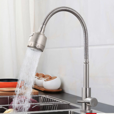 Vòi rửa chén KG15 dùng cho nước lạnh cần bẻ xoay 360độ cao cấp, phù hợp cho mọi chậu rửa, siêu tiết kiệm nước chất liệu inox304- Hàng chính hãng