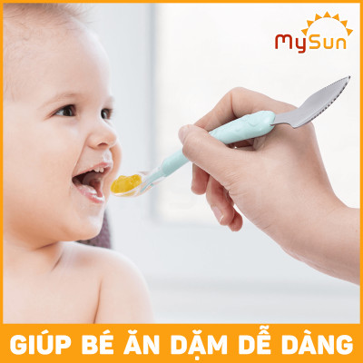 Thìa muỗng Silicone ăn dặm Silicon cho bé inox nạo trái cây hoa quả MySun
