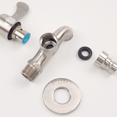 Vòi hồ - vòi máy giặt Inox SUS 304 Eurolife EL-121 (Trắng vàng)