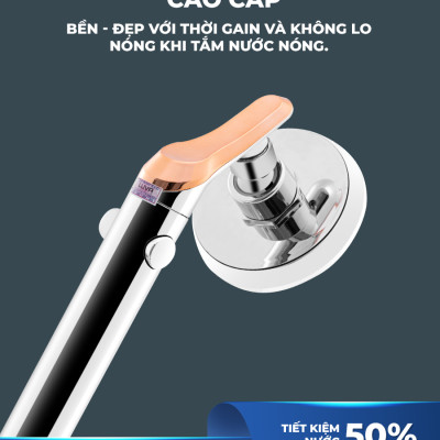 Vòi sen tắm LUVA VS6, bật tắt trên thân sen, bát sen rộng 11cm