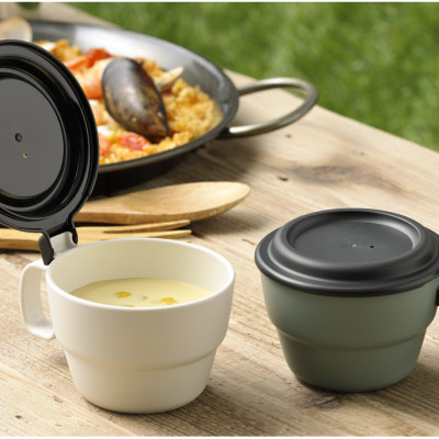 Cốc súp có nắp đậy 300ML cao cấp màu Vàng nhạt Nội địa NHẬT BẢN