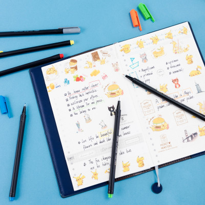  Bút đi nét Deli - Ngòi bọc kim loại 0.45mm - Mực có thể rửa được - EQ900