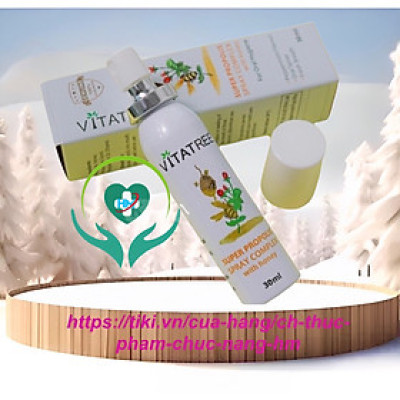 Xịt họng keo ong Vitatree Super Propolis Spray complex with honey , chai 30ml, nhập khẩu Úc