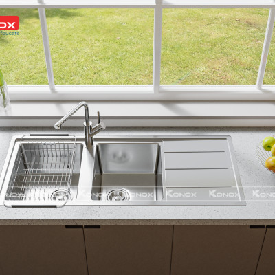 Vòi rửa bát rút dây Konox, Model Artan Black, 6 phiên bản màu, Bề mặt mạ PVD 5 lớp cao cấp, Lõi đồng tiêu chuẩn CW617N, Linh kiện phụ trợ dòng chảy nhập khẩu châu Âu, Bảo hành chính hãng 5 năm, Hàng chính hãng