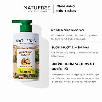 Dầu gội NATUFRÈS Moroccan Secret Tinh Dầu Argan - Ngăn ngừa khô xơ, giúp tóc suôn mượt, mềm mại 250ml,450ml