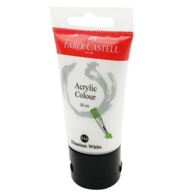 Tuýp màu vẽ acrylic 30ml titanium white (trắng titan) Faber 1183001