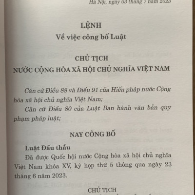Luật Đấu Thầu (hiệu lực thi hành từ ngày 01/01/2024)