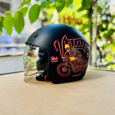 Mũ bảo hiểm 3/4 Royce Xh26 kính âm nhiều tem cá tính size M L XL cho nam và nữ đi xe máy