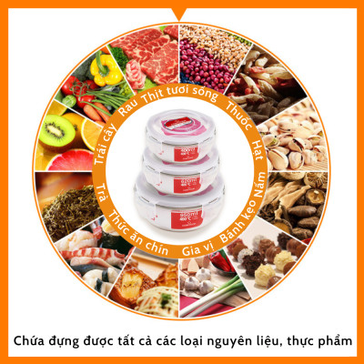 [Mua 2 Tặng 1] Bộ Hộp Đựng Thức Ăn Hộp Cơm Bảo Quản Thực Phẩm Thủy Tinh Chịu Nhiệt - 400ml