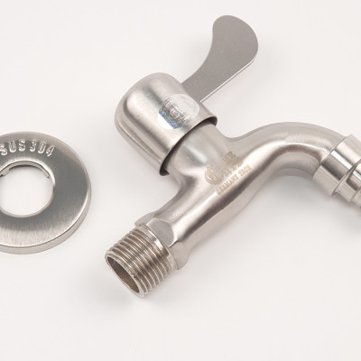 Vòi hồ - vòi máy giặt Inox SUS 304 Eurolife EL-121 (Trắng vàng)