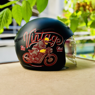 Mũ bảo hiểm 3/4 Royce Xh26 kính âm nhiều tem cá tính size M L XL cho nam và nữ đi xe máy