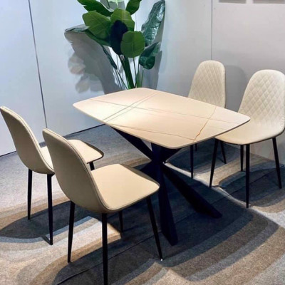 Bàn ăn cao cấp Juno Sofa mặt đá chân sắt 