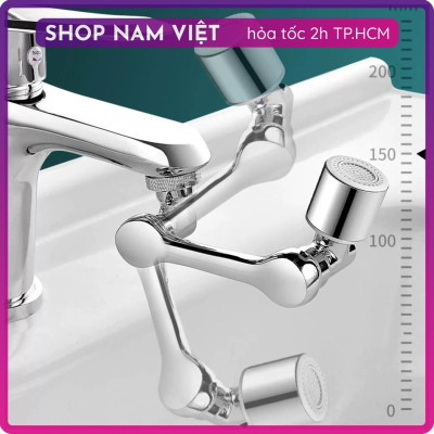 Đầu Nối Vòi Tăng Áp INOX Cánh Tay Robot Xoay 1440 Độ