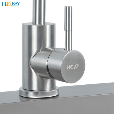 Vòi rửa chén nóng lạnh Inox 304 thân lò xo cong Hobby home decor LXNL1