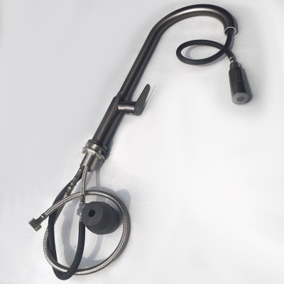 Bộ Chậu Rửa Chén Bát Inox Phủ Nano Có Chân KAZTA Kèm Vòi Nước Lạnh Đầu Dây Rút - Chậu 2 màu đen, xám, tặng Khay inox, thớt gỗ