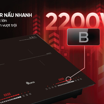 Bếp Điện Từ Đôi Nhập Khẩu SOWUN SW1228 ,Mặt Kính CERAMIC Cao Cấp Chịu Được Nhiệt Độ Cao