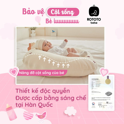 Gối chống trào ngược cho bé Rototo Bebe chất liệu đặc biệt Ripple gợn sóng - Caro bạc hà