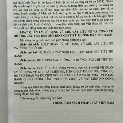 Luật Quản Lý, Sử Dụng Vũ Khíi, Vật Liệu Nổ Và Công Cụ Hỗ Trợ, Các Văn Bản Quy Định Chi Tiết, Hướng Dẫn Thi Hành - V2572T