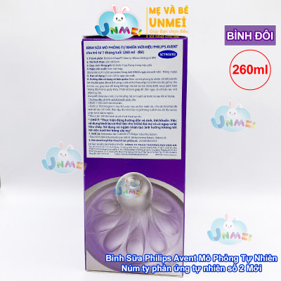 Bình sữa mô phỏng tự nhiên mới hiệu Philips Avent  cho trẻ từ 1 tháng tuổi (260ml-đôi)_SCY903.02