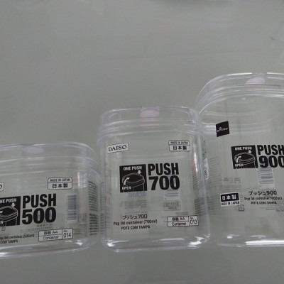 Hộp đựng thực phẩm Push Pot ( màu trắng trong / trắng sữa ), nắp đậy tiện ích mở chỉ bằng một lần ấn nhẹ - nội địa Nhật Bản