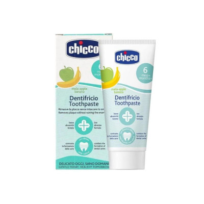 Kem Đánh Răng Chicco Dành Cho Trẻ Em Hương Dâu (1-5 tuổi), Hương Chuối Táo (6 - 24 tháng) Dung Tích 50ml