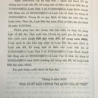 Luật Đất đai (sửa đổi, bổ sung năm 2024)