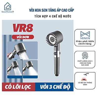 Vòi Sen Tăng Áp, Đầu Vòi Hoa Sen Mát Xa 4 Trong 1, 3 Chế Độ Áp Suất Cao Tiết Kiệm Nước, Lõi Cotton Lọc Cho Nhà Tắm - HÀNG chính hãƞg MINIIN