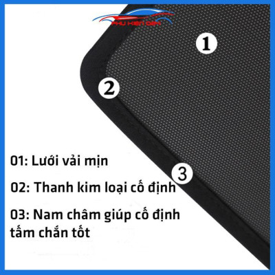 Bộ 4 rèm chắn nắng nam châm Accent 2018-2019-2020 khung cố định chống tia UV