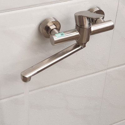 Vòi rửa chén nóng lạnh âm tường Inox SUS 304 Eurolife EL-T019AT (Trắng bạc)