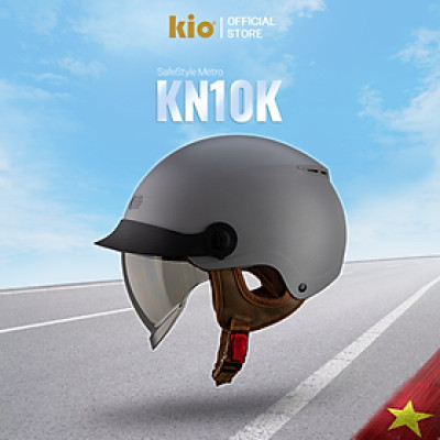 Mũ Bảo Hiểm Nửa Đầu Kio SafeStyle Metro KN10K, Kính Âm Phủ Nano Chống Tia UV, Lưỡi Trai, Thông Gió